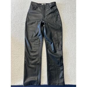 Abercrombie & Fitch Leather 90s Straight Ultra High Rise Faux Leather Pants 28